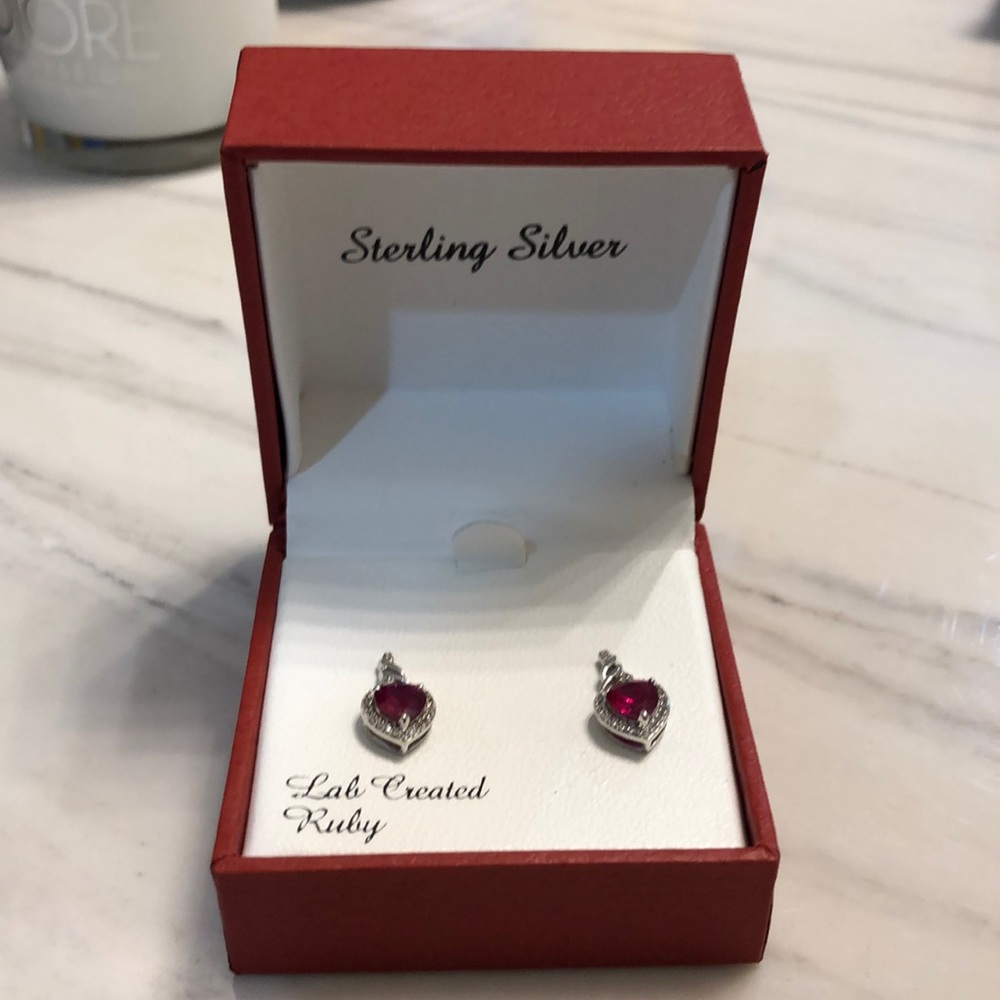 Ruby Heart Earrings